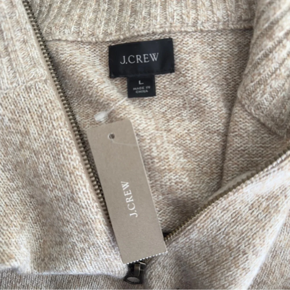 NWT Men’s J. Crew Tan Merino Wool Blend  1/4 Zip Pullover Sweater Jumper